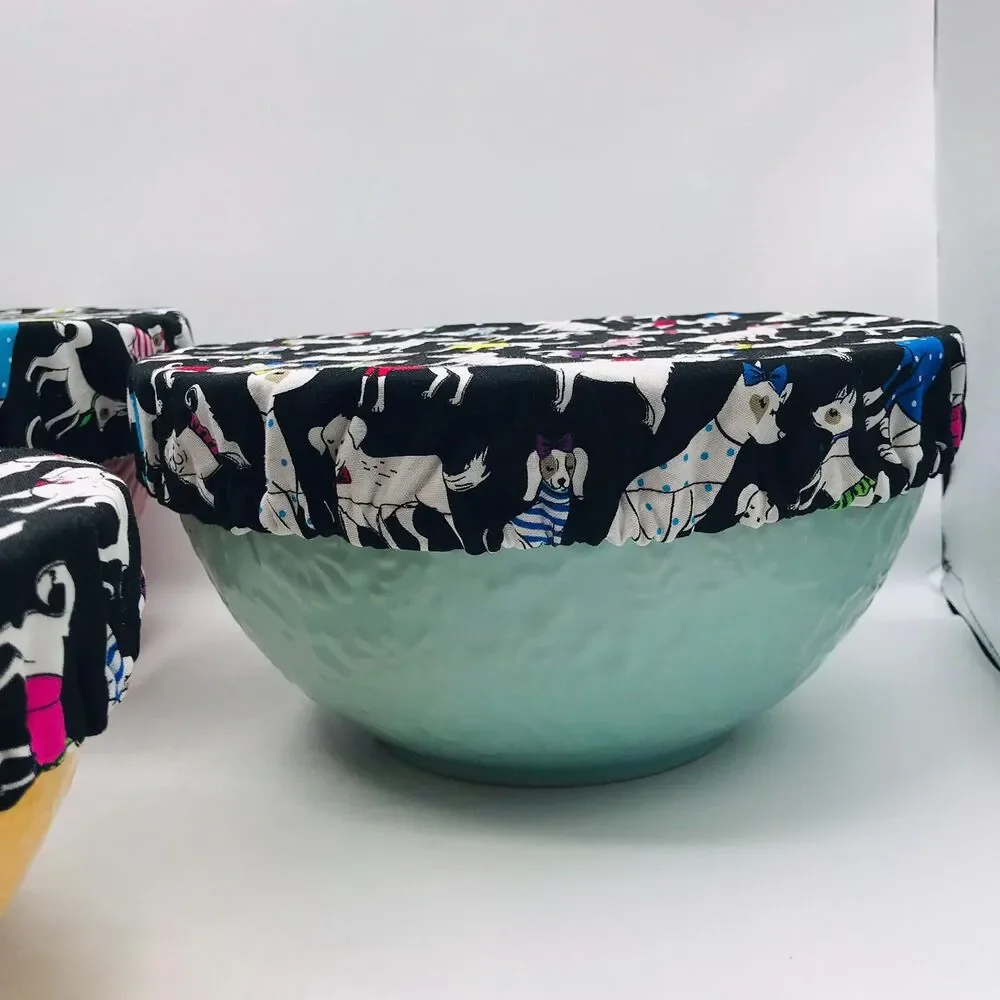 Cotton Bowl Cover For Sourdough, 3 Size Set, Reusable Washable Delightful Dogs